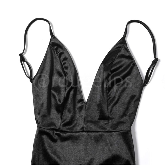 Black Deep V Neck Backless Ruched Long Slip Sheath Dress Evening Gown Prom - Picture 8 of 16